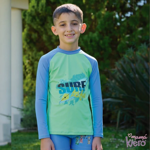 Camiseta de nene. Lisa combinada. Micro UV -Surf- (4329-KIM)