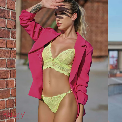 Conjunto triangulito de puntilla con colaless - Sensuality (8194-KAU)