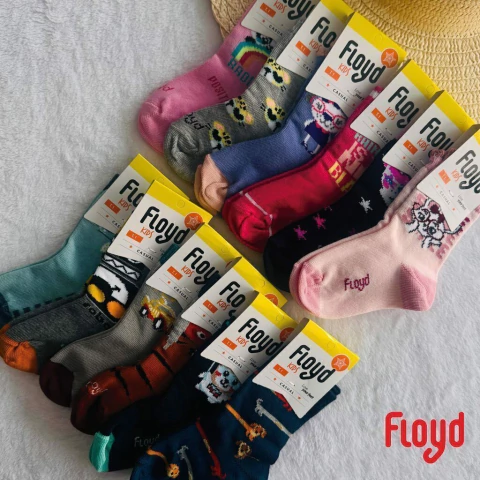 Media algodón Y lycra. Dibujos y colores surtidos (59-FLO)