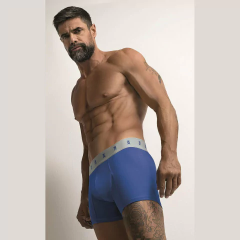 Bóxer algodón y lycra. Liso, elástico logo Bakhou a contratono. (2003-BAK)