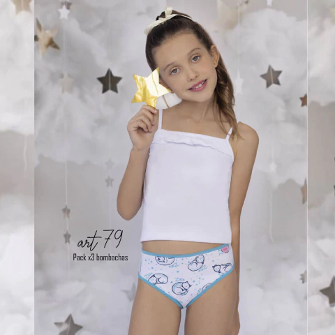 Pack x3 - Bombachas De Nena Estampado Algodón y Lycra (79-MAR)