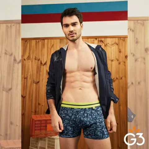 Bóxer algodón y lycra estampado con elástico sublimado. TRIBAL (3244-G3)