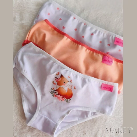 Pack x3 - Bombachas de nena. Algodón y lycra. 1 estampada (102-MAR)