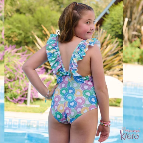 Malla entera estampada. Tricot. Vedettina -Corazones- (4169-KIM)