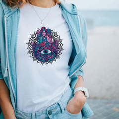 Camiseta Mão de Hamsá Mandala - Linha Zen - comprar online