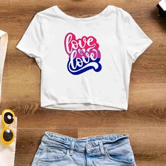 Imagem do Cropped Love is Love Bisexual - ORGULHO - Branco - Preto - LGBT