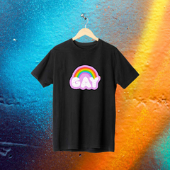 Camiseta Preta Gay Arco Iris - LGBT - Lojas Áurea