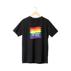 Camiseta Preta Sai Hetero - Bandeira Orgulho - LGBT - comprar online