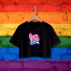 Cropped Love is Love Bisexual - ORGULHO - Branco - Preto - LGBT - Lojas Áurea