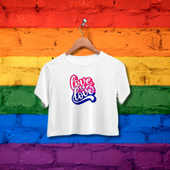 Cropped Love is Love Bisexual - ORGULHO - Branco - Preto - LGBT - Lojas Áurea