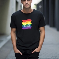 Camiseta Preta Sai Hetero - Bandeira Orgulho - LGBT