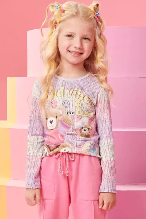 BLUSA INFANTIL INVERNO LILAS GOOD VIBES KUKIE