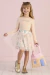 Conjunto Infantil Mon Sucré Floresta Blusa Canelada Manga Longa e Saia em Tule Estampada (Off White) - comprar online