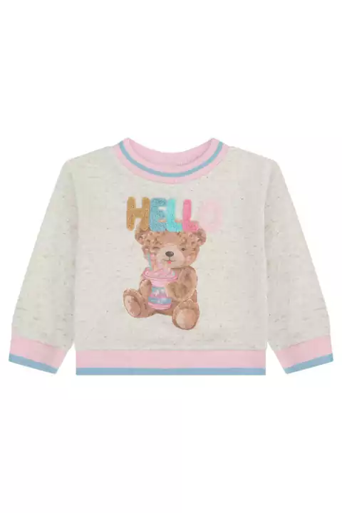 BLUSÃO HELLO BEAR EM MOLETOM KUKIE