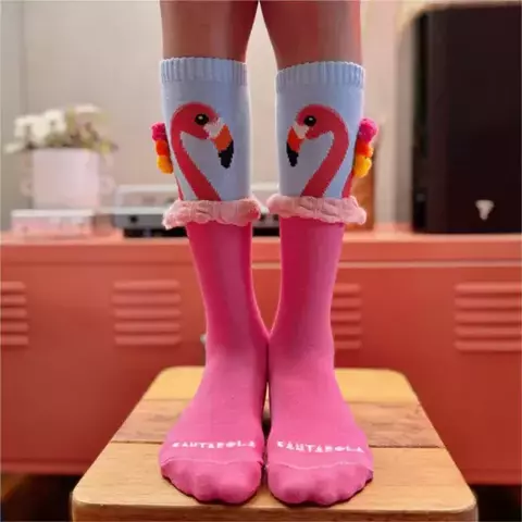 Meia Flamingo Rosa Cantarola - comprar online
