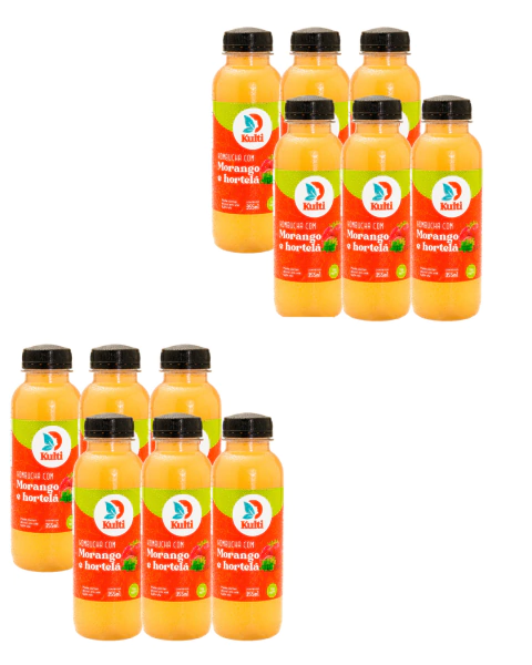 Kombucha Morango/Hortelã (caixa 12) 355mL - Kulti - comprar online