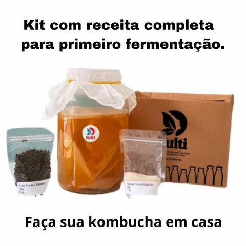 Scoby Kombucha Premium + Chá Verde Import. + Açúcar Orgânico + Vual Nylon + Elástico pregador