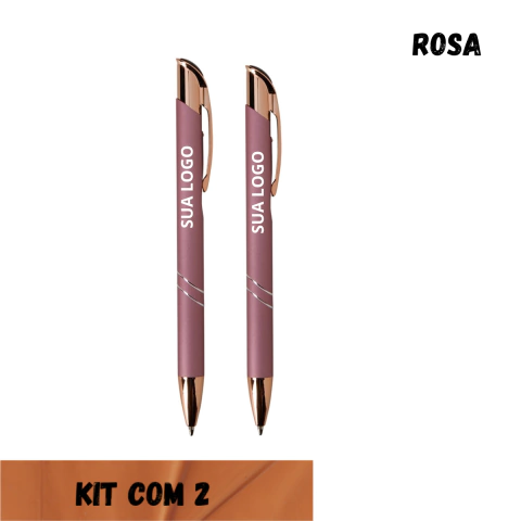 Caneta Metálica Bronze Personalizada Nome Empresa Logo Marca Kit Com 2 - comprar online