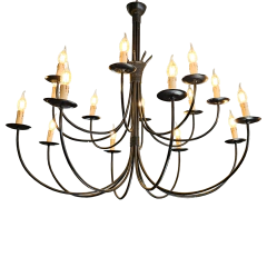 Lustre em Metal com 16 Braços Preto Fosco