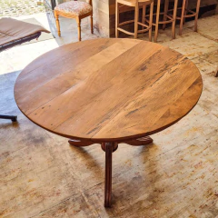 Mesa Redonda de Jantar Tampo Peroba e Base Vinhático 1,20m - comprar online