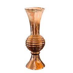 Vaso Decorativo Dourado e Transp. de Vidro Smoke Grande