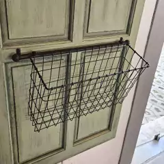 Quadro Porta Decorativa Verde com Espelho, Cesto e Cabides em metal - loja online