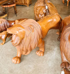 Escultura Leão Boca Aberta Grande Angelim Pedra Peça Única - loja online