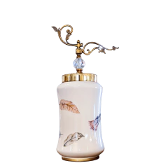 Vaso Decorativo com tampa em Metal e Cristal Médio