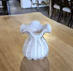 Vaso Trouxinha em Vidro Branco com Dourado P Tipo Murano na internet