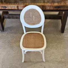 Cadeira de Palinha Natural Branca Envelhecida