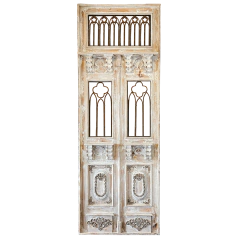 Quadro Porta Decorativa Pátina Branca com Detalhes em Ferro