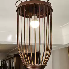 Lustre de Metal Bronze Tipo Gaiola - Marcenaria Tiradentes - Móveis e Decoração Artesanais de alto padrão