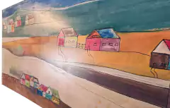 Pintura autêntica à óleo e acrílico representando as casinhas de Mangabeira, exclusividade da Marcenaria Tiradentes.