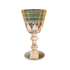 Taça Decorativa com Detalhes Dourado e Verde para Vinho