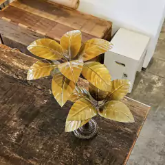 Escultura Coqueiro Artesanal de Metal Folhas Caule Duplo - loja online