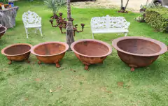 Lareira de chão - Lenheiro Bacia Em Ferro Fundido Gigante - Marcenaria Tiradentes - Móveis e Decoração Artesanais de alto padrão