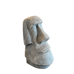 Escultura Cabeça Moai Texturizada Arenite Cinza Média