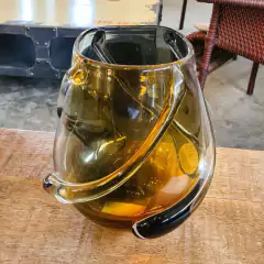Vaso Decorativo de Vidro Laranja e Fumê com Relevos - comprar online
