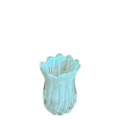 Vaso de Vidro Menta Tipo Murano Aberto Pequeno