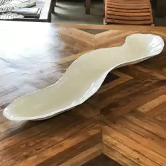 Centro de Mesa Murano Folha Sinuoso Branco Apicuado - Marcenaria Tiradentes - Móveis e Decoração Artesanais de alto padrão