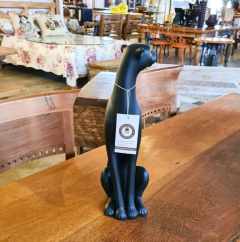 Escultura Pantera Elegante Sentada em Resina Preta - loja online