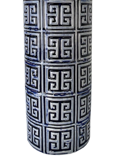 Jarro Estilo Inca em Cerâmica Azul e Branco - comprar online