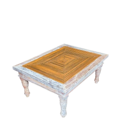 Mesa de Centro Ripada Fechada com Patina Branca 1,00mx0,75m