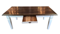 Mesa de Jantar com Gaveta e Pés Patina Branco em Demolição na internet