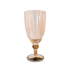 Taça Decorativa de Vidro para Água com Strass e Dourado