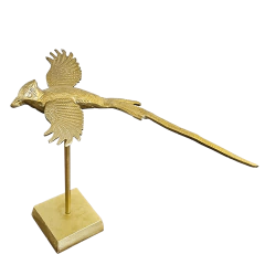 Escultura Pássaro de Metal com Cauda Suspenso na Base