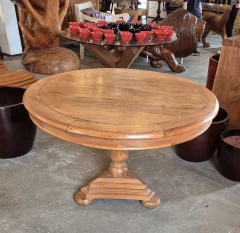 Mesa de Jantar Redonda em Peroba Rosa com Pé Torneado 0,80 - Marcenaria Tiradentes - Móveis e Decoração Artesanais de alto padrão