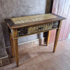 Mini Aparador Patina Branco c/ 1 Gaveta e Pés Diamante 1,10m - Marcenaria Tiradentes - Móveis e Decoração Artesanais de alto padrão