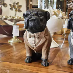 Escultura Decorativa Cachorro Bulldog Marrom em Poliresina - comprar online