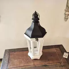 Lanterna de Chão Marrocos com Vidro Branca e Preta Pequena na internet